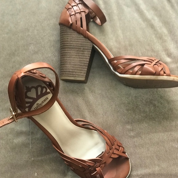 Fergalicious Shoes - Fergalicious Brown Ankle Strap Chunky Heel Sandals